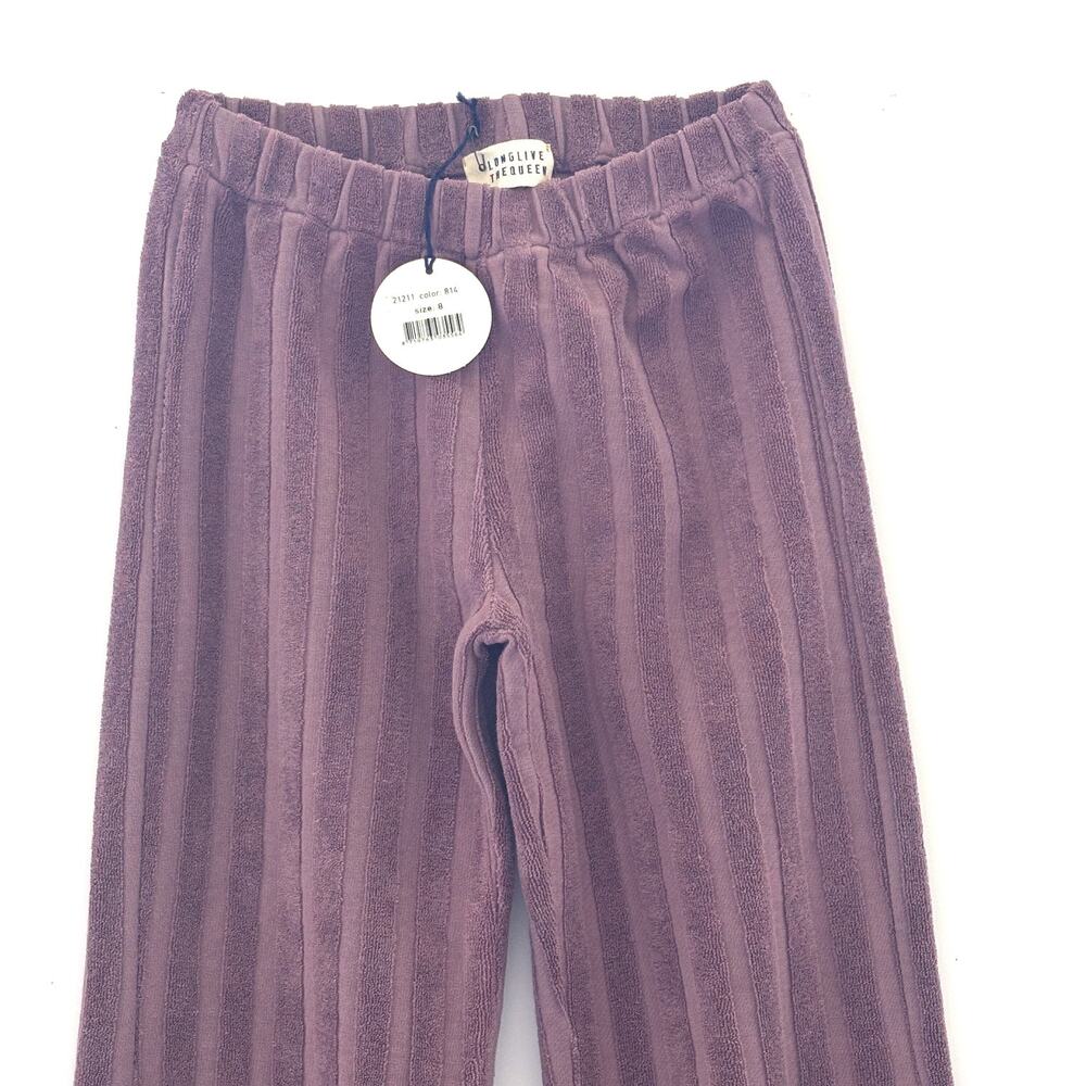 Long Live the Queen, Girls, Velour Flared Pants, Washed Plum, Size 8
